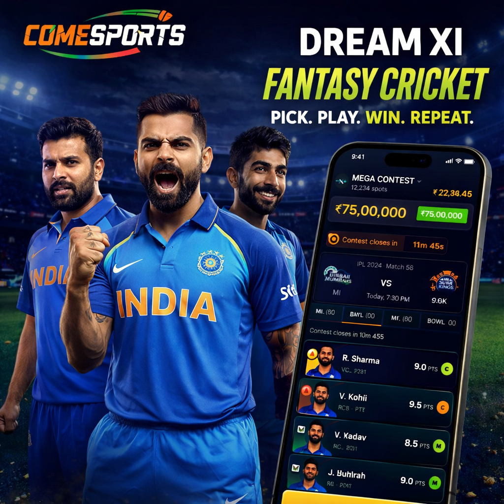 Cric App Download fantasy cricket and India team visual